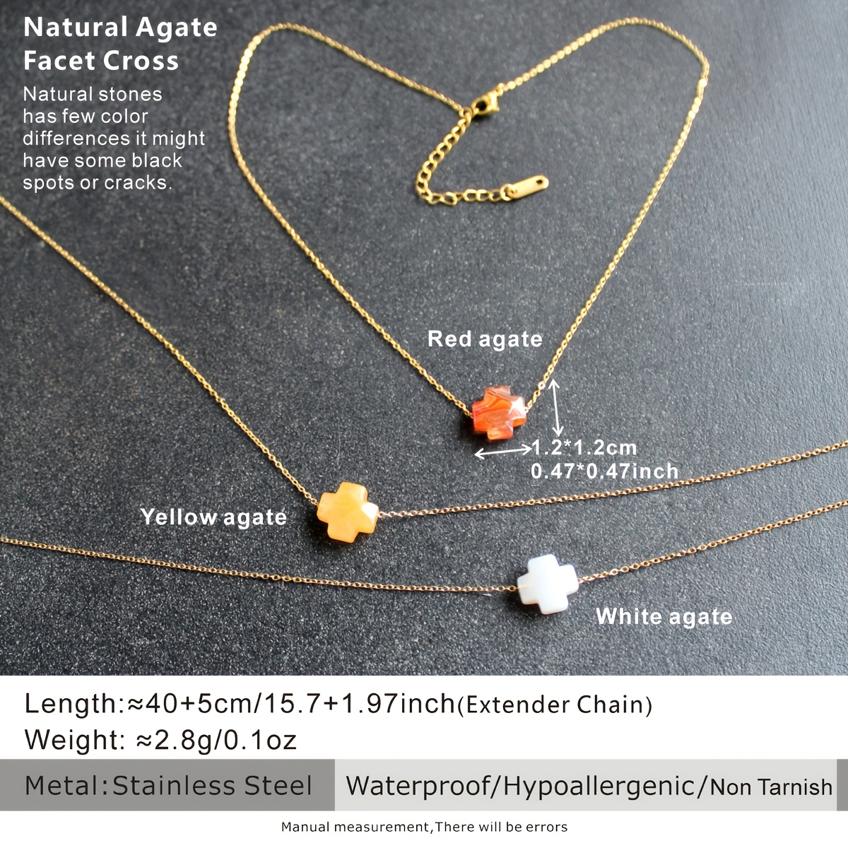 Women's Vintage Natural Agate Cross Necklace